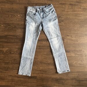 Buffalo David Bitton Light Wash Blue Distressed Straight Jeans